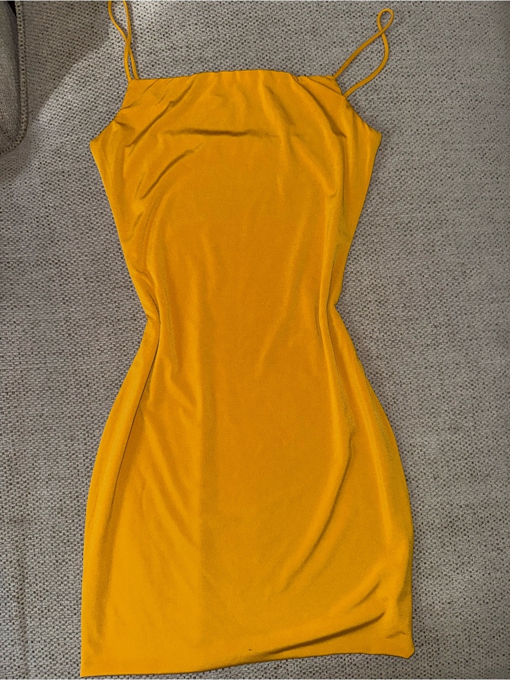 Women's Spaghetti Strap Bodycon Dress - Mustard Yellow